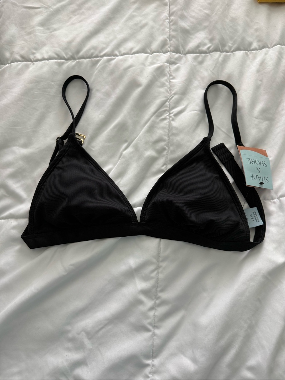 Shade & Shore Black Ribbed Triangle Bralette